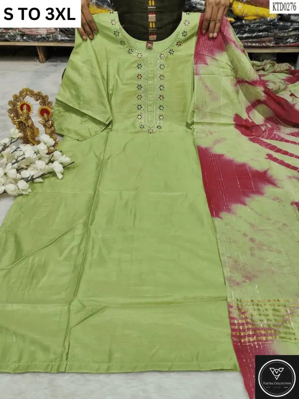 HEAVY MUSLIN COTTON SOFT KURTA DUPATTA S TO 3XL - DESIGN 14 - VASTRA COLLECTION