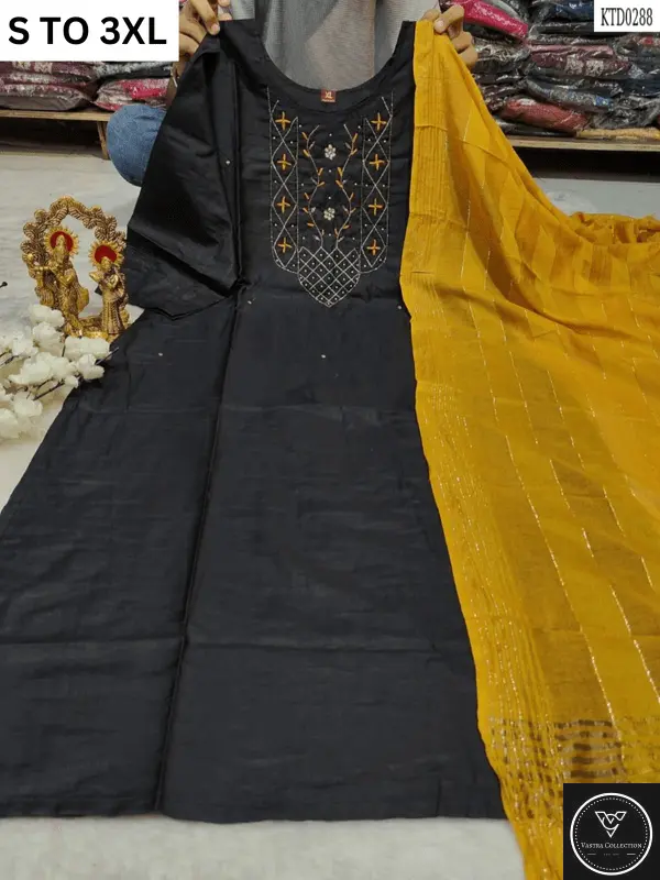 HEAVY MUSLIN COTTON SOFT KURTA DUPATTA S TO 3XL - DESIGN 16 - VASTRA COLLECTION