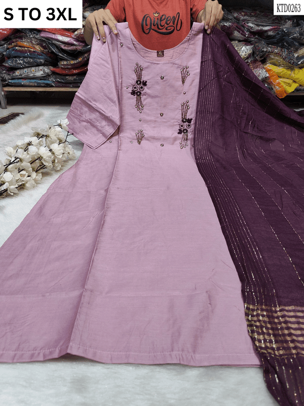 HEAVY MUSLIN COTTON SOFT KURTA DUPATTA S TO 3XL - DESIGN 43 - VASTRA COLLECTION