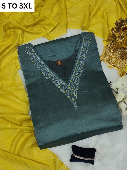 HEAVY MUSLIN COTTON SOFT KURTA DUPATTA S TO 3XL-DESIGN 22