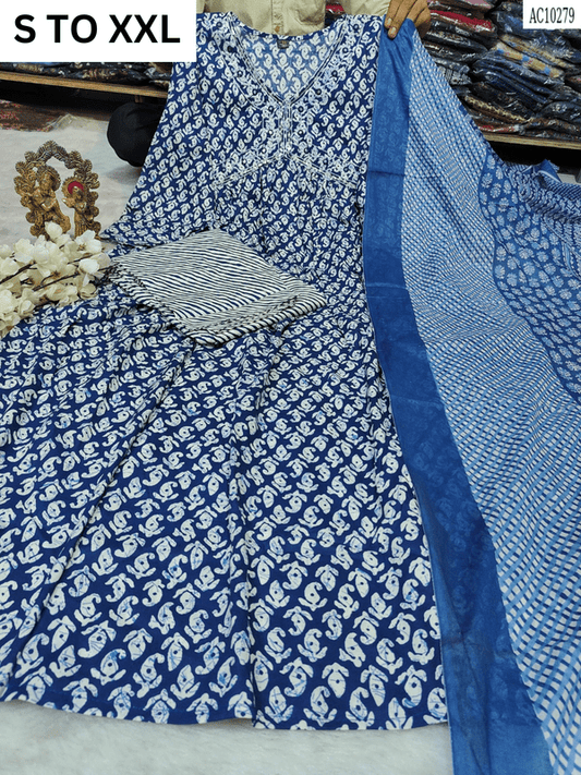 HEAVY ALIACUT KURTA PANT DUPATTA S TO XXL - DESIGN 14 - VASTRA COLLECTION